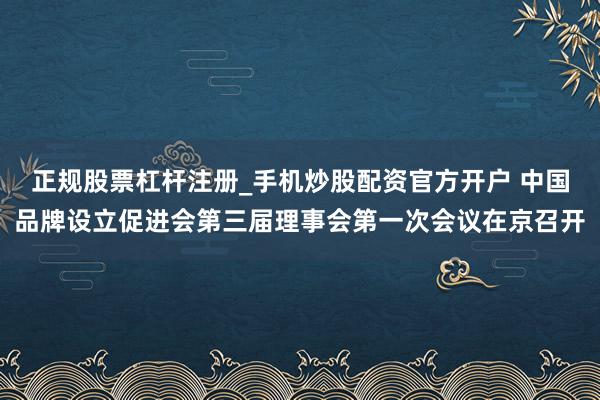 正规股票杠杆注册_手机炒股配资官方开户 中国品牌设立促进会第三届理事会第一次会议在京召开