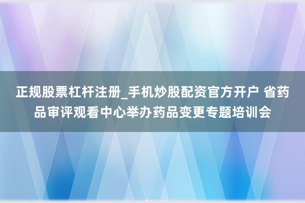 正规股票杠杆注册_手机炒股配资官方开户 省药品审评观看中心举办药品变更专题培训会