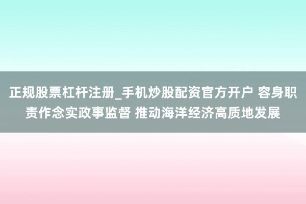 正规股票杠杆注册_手机炒股配资官方开户 容身职责作念实政事监督 推动海洋经济高质地发展